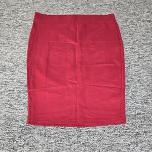 Torrid Pull On Pencil Skirt Women's 2X Red Burgundy Back Slit Stretch